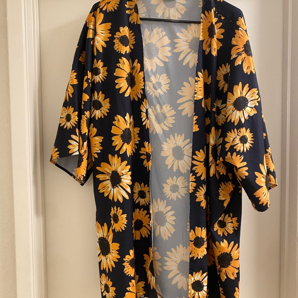 Sunflower Print Kimono